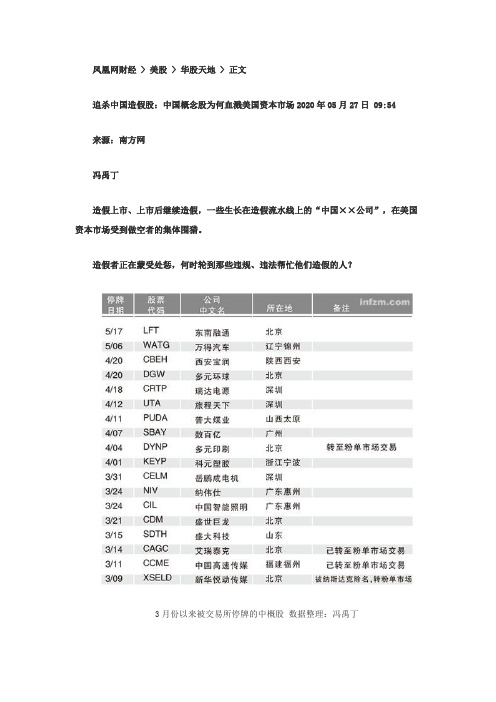 追杀中国造假股：中国概念股为何血溅美国资本市场