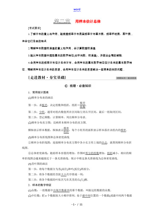 统考版2022届高考数学一轮复习第9章统计与统计案例第2节用样本估计总体教师用书教案北师大版2021