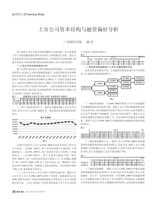 上市公司资本结构与融资偏好