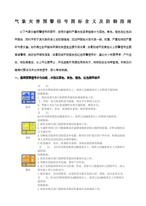 气象灾害预警信号图标含义及防御指南