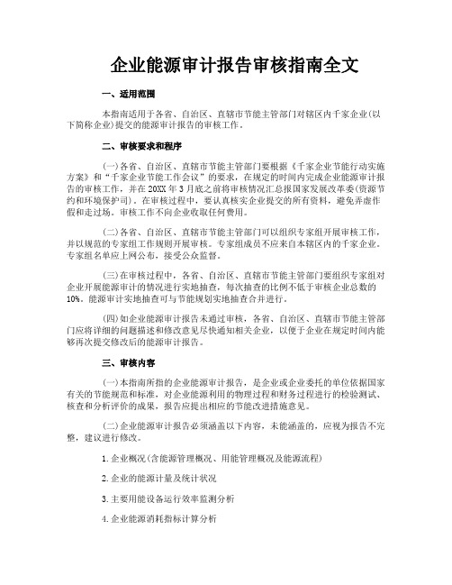 企业能源审计报告审核指南全文