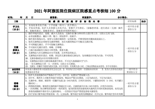 年感控质量考核标准