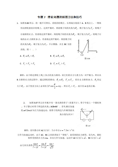 高考物理专题训练07 滑轮问题及解题方法和技巧