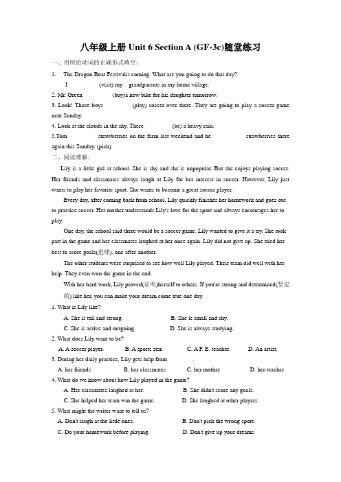 人教八年级英语上Unit 6 Section A (Grammar Focus-3c)随堂练习含答案