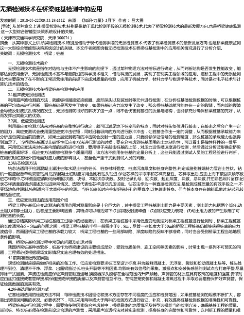 无损检测技术在桥梁桩基检测中的应用