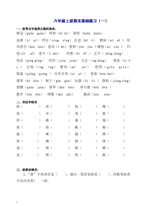 部编人教版六年级语文上册：期末词语复习(一)[精品]【推荐】.doc