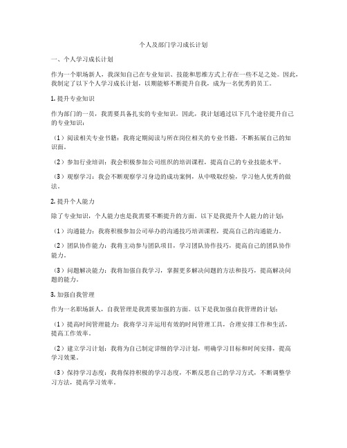 个人及部门学习成长计划