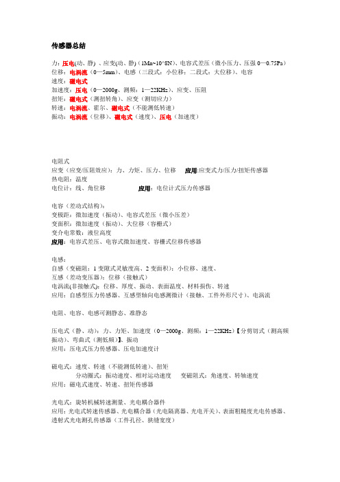 传感器按用途分类总结