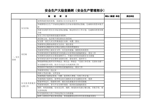 火电厂安全生产大检查项目(安全生产管理部分)