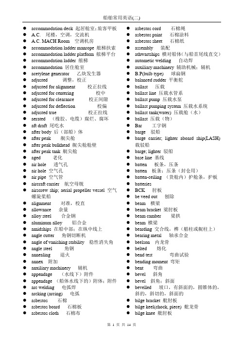 船舶常用英语(二)汇总