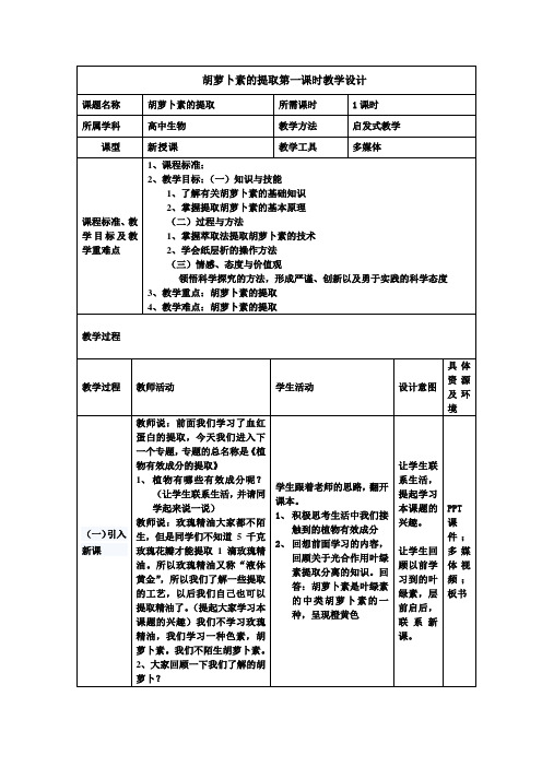 胡萝卜素的提取教学设计87