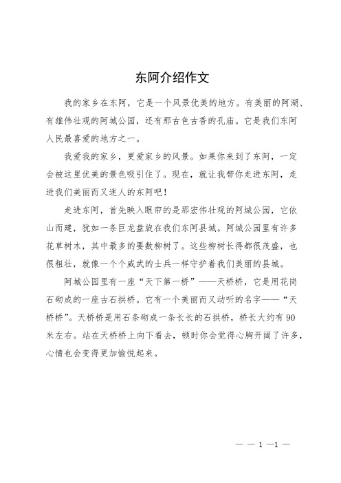 东阿介绍作文