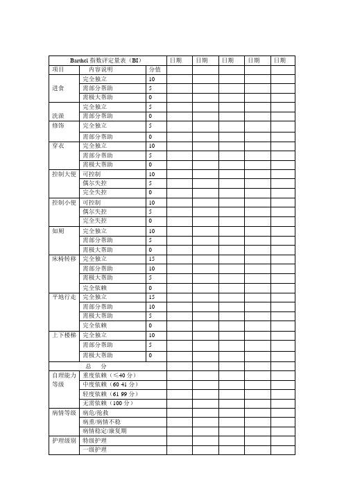 Barthel指数评定量表