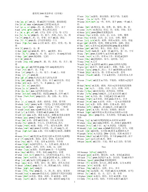 最常用2000英语单词(打印版)