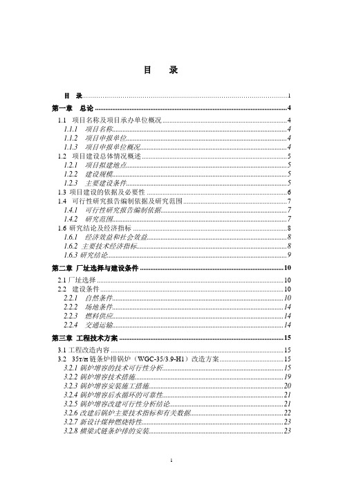 燃煤锅炉节能改造工程可行性研究报告