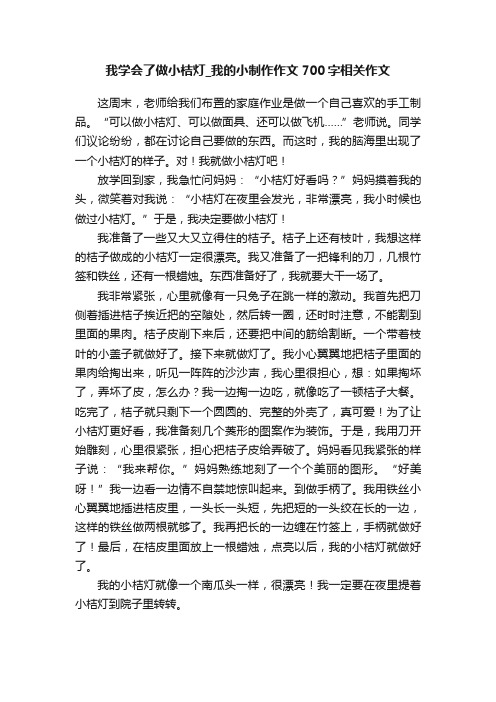 我学会了做小桔灯_我的小制作作文700字相关作文