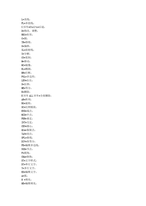 AutoCAD2007命令键大全