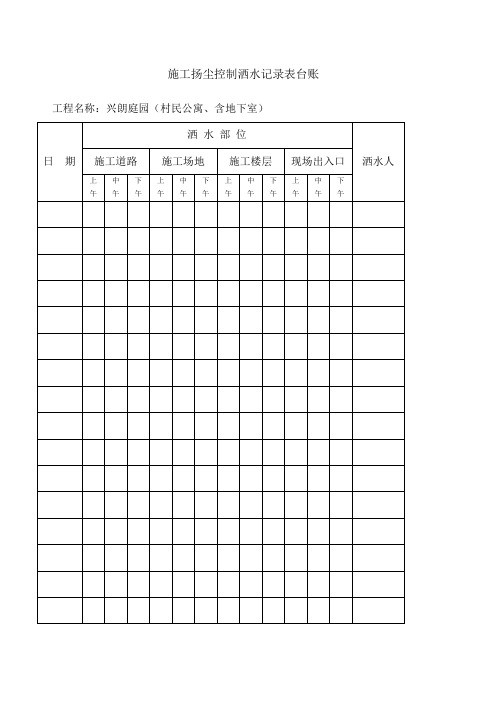 施工扬尘控制洒水记录表台账