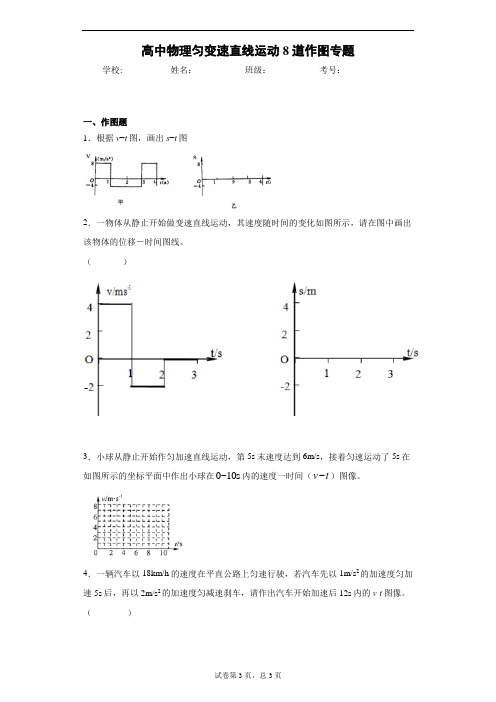 高中物理匀变速直线运动8道作图专题