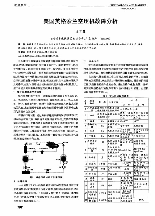 美国英格索兰空压机故障分析