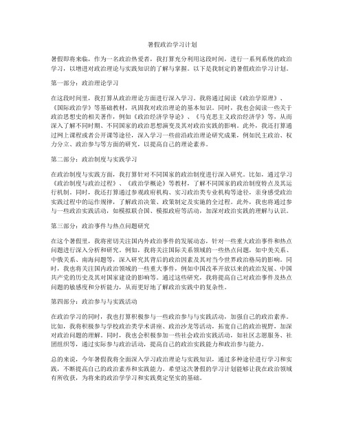 暑假政治学习计划