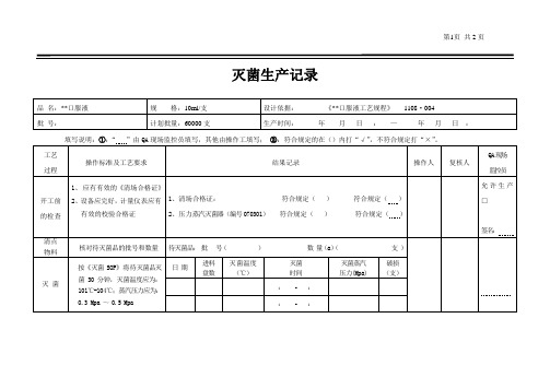 灭菌生产记录模板