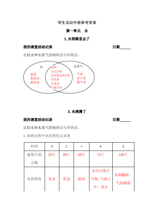 三上科学-活动手册参考答案-最新经典通用教辅资料