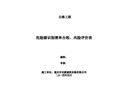 危险源识别清单台帐(金盾公司)