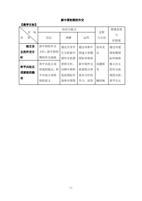 新中国初期的外交 说课稿  教案 教学设计