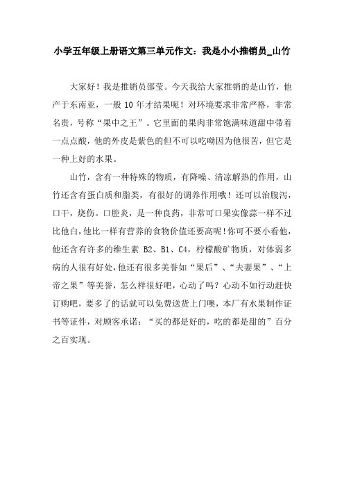 小学五年级上册语文第三单元作文：我是小小推销员_山竹.docx