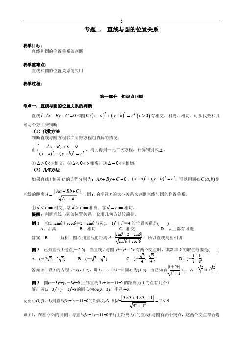 高一数学 直线与圆的方程——直线与圆的位置关系(带答案)