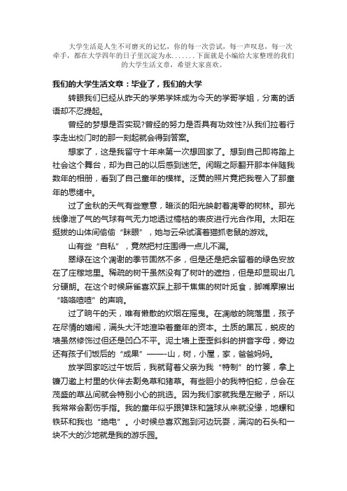 散文：我们的大学生活文章