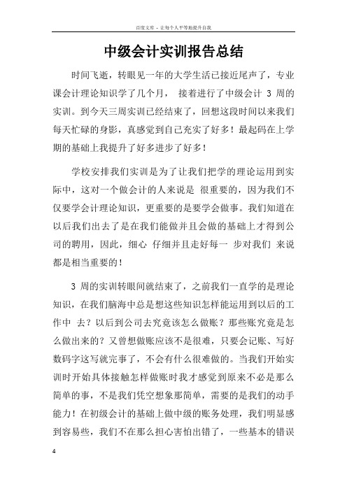 中级会计实训报告总结