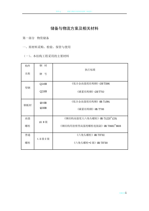 储备与物流方案及相关材料