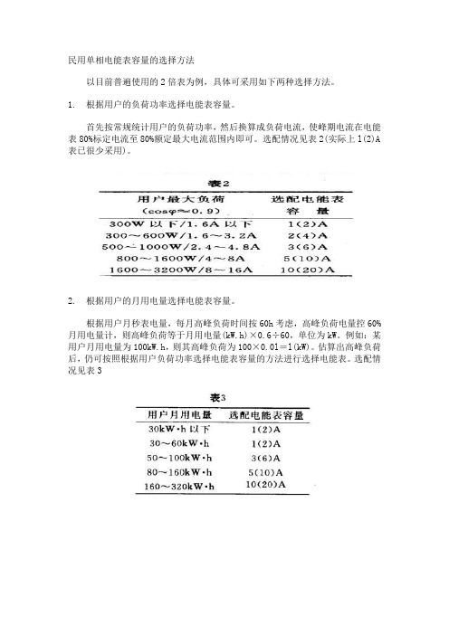 民用电能表的选择