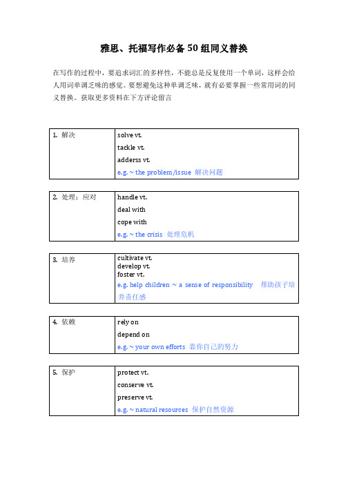 雅思、托福写作必备50组同义替换(精英壹佰国际教育)