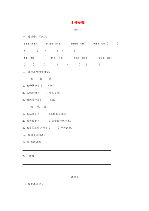 海南省三亚市一小三年级语文下册 第一单元 3 种草莓课时同步练习 湘教版三年级语文下册第一单元3种