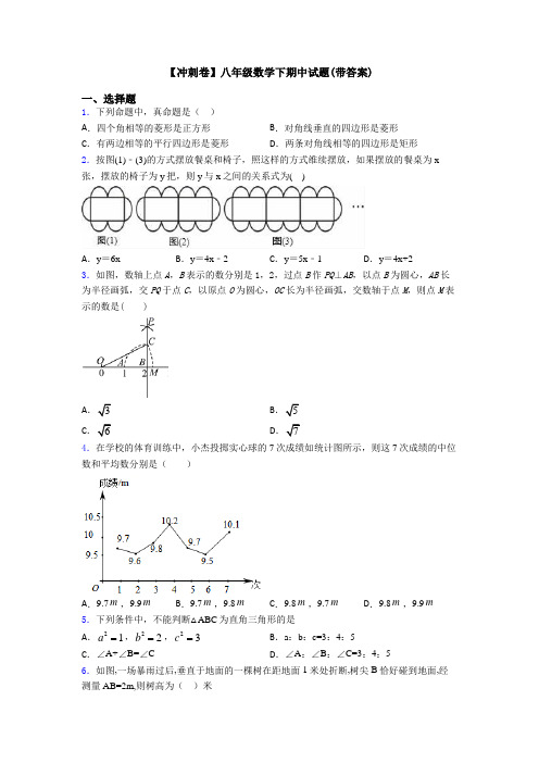 【冲刺卷】八年级数学下期中试题(带答案)