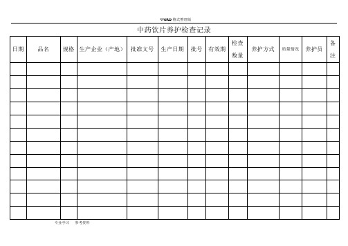 中药饮片养护检查记录文本