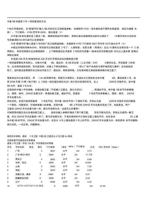 中星6B和鑫诺3号一锅双星调试方法