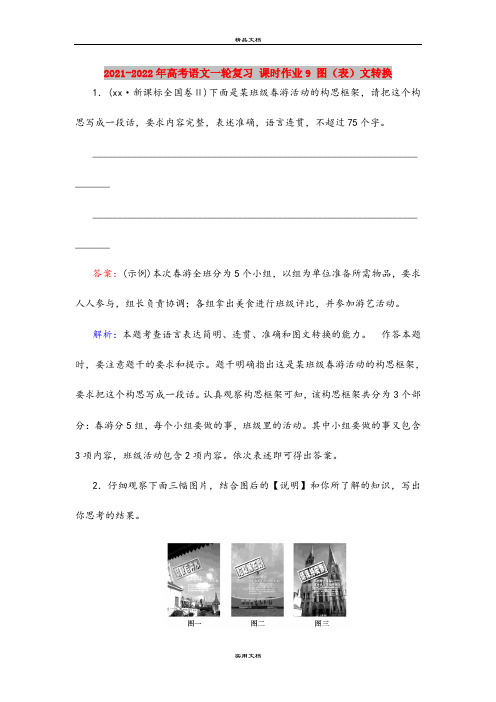 2021-2022年高考语文一轮复习 课时作业9 图(表)文转换