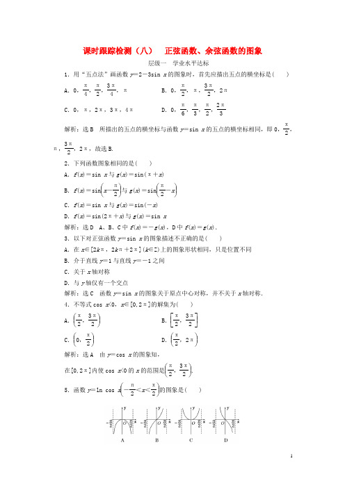 高中数学 课时跟踪检测(八)正弦函数、余弦函数的图象 新人教A版必修4