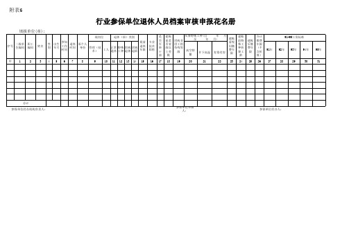 退休人员档案审核申报花名册