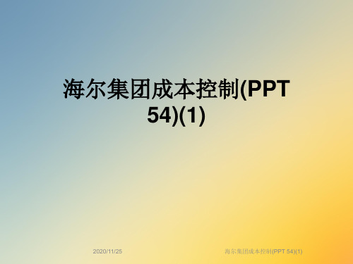 海尔集团成本控制(PPT 54)(1)