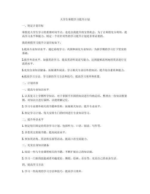 大学生寒假学习提升计划