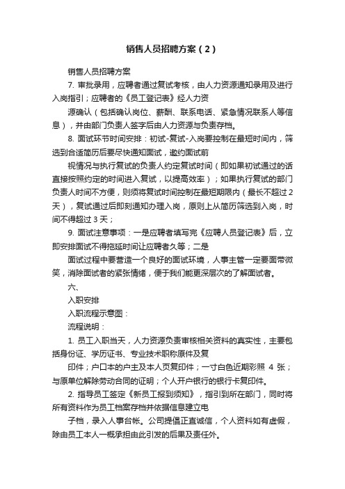 销售人员招聘方案（2）