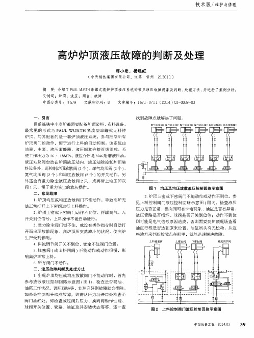 高炉炉顶液压故障的判断及处理