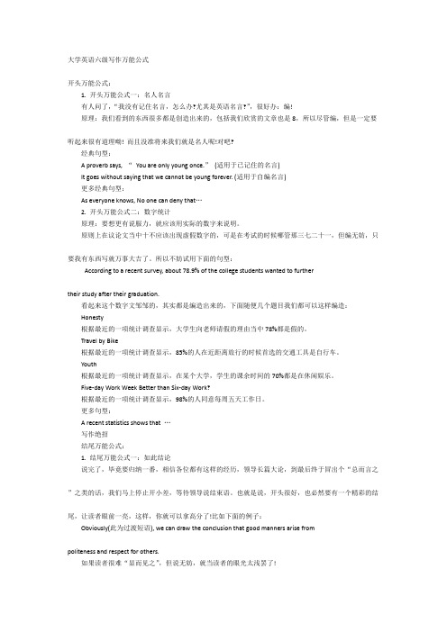 【英语学习方法总结】   大学英语六级写作万能公式