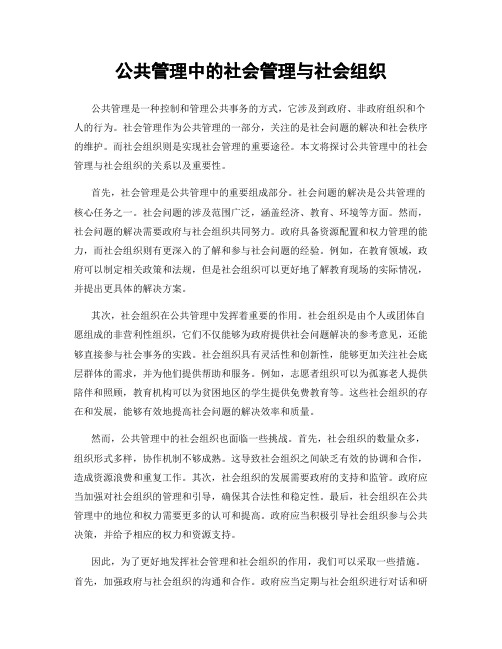 公共管理中的社会管理与社会组织