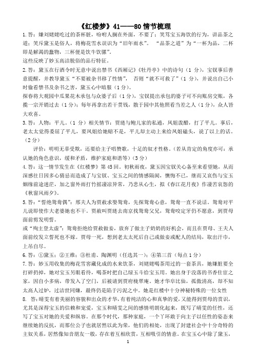 《红楼梦》第41—80回 练习及答案